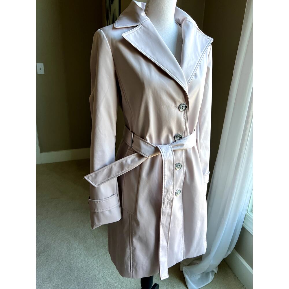NWOT Calvin Klein blush pink belted water resistant trench coat size S - Picture 4 of 11
